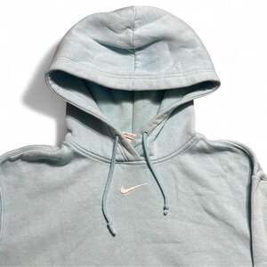 Nike Pastel Light Blue Embroidered Mini Swoosh Pullover Hoodie XS
